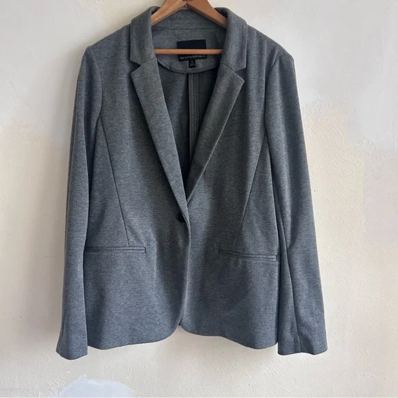 Banana Republic Grey Soft Knit Unstructured Blazer - Size 12 - Picture 2 of 6